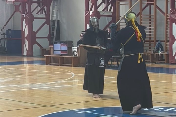 Two kendo competitors facing each other at one of Maksim B.’s tournaments