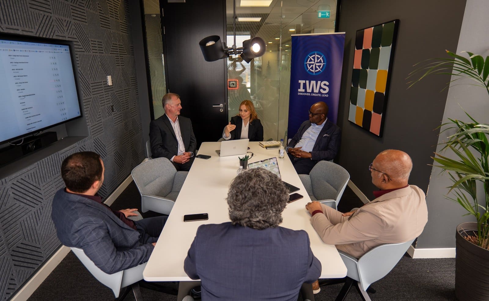 The IWS Online School leadership team and shareholders in a working meeting in London